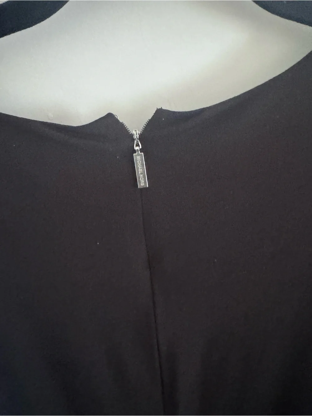 Michael Kors Classic Black Short-Sleeve Shift Dress with Embellished Hem